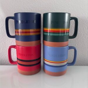 Pendleton Woolen Mills Collectible Striped Coffee Mug Set 18 oz - Set of 4